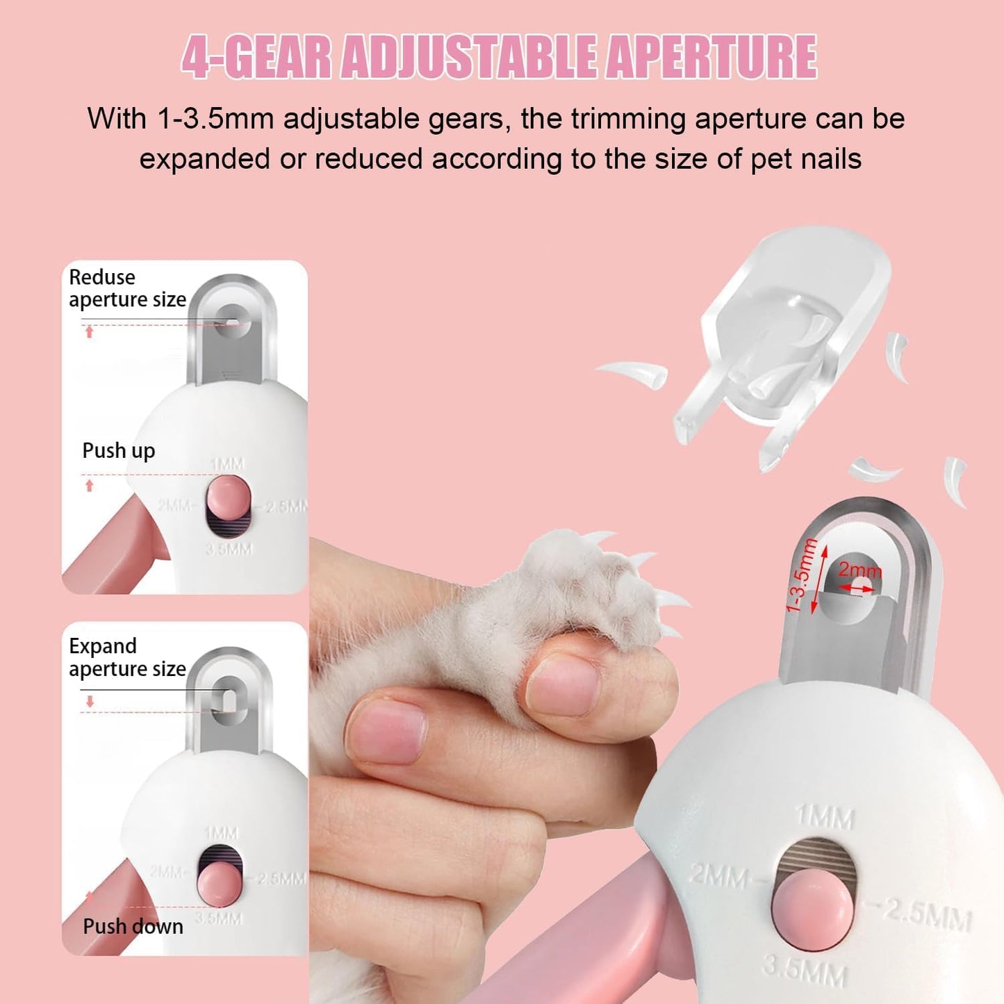 Cat Nail Clipper and Trimmer with 3 Adjustable Safety Levels Trimming Hole, Professional Indoor Kitten Supplies, Puppy Grooming Tools, with Debris Catcher & Hidden Nail File Blue