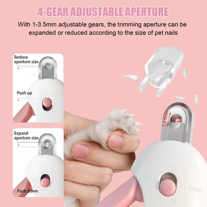 Cat Nail Clipper and Trimmer with 3 Adjustable Safety Levels Trimming Hole, Professional Indoor Kitten Supplies, Puppy Grooming Tools, with Debris Catcher & Hidden Nail File Blue