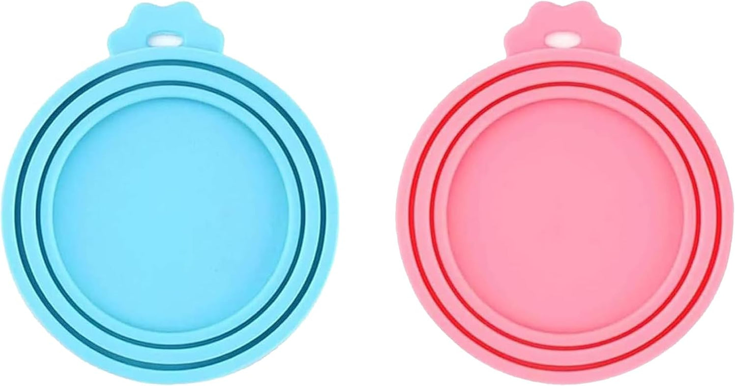 Pet Food Can Lids And Spoon,Pet Food Can Covers, One Fit 3 Standard Size Cans,For Dog And Cat Food Cans,Pink