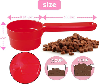 Joyinjojo Dog Food Scoop 1 Cup 1/2 Cup - Melamine Dog Food Measuring Cup, Pet Food Scoop for Dog Cat...Comfortable Long Handle for Easy to Scoop Food