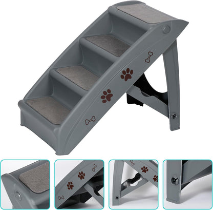 Dog Stairs for High Beds, Foldable Pet Steps Ramp with Non-Slip Bottom for Cats and Small Dogs, for Couch, Car, Portable Waterproof Dog Steps