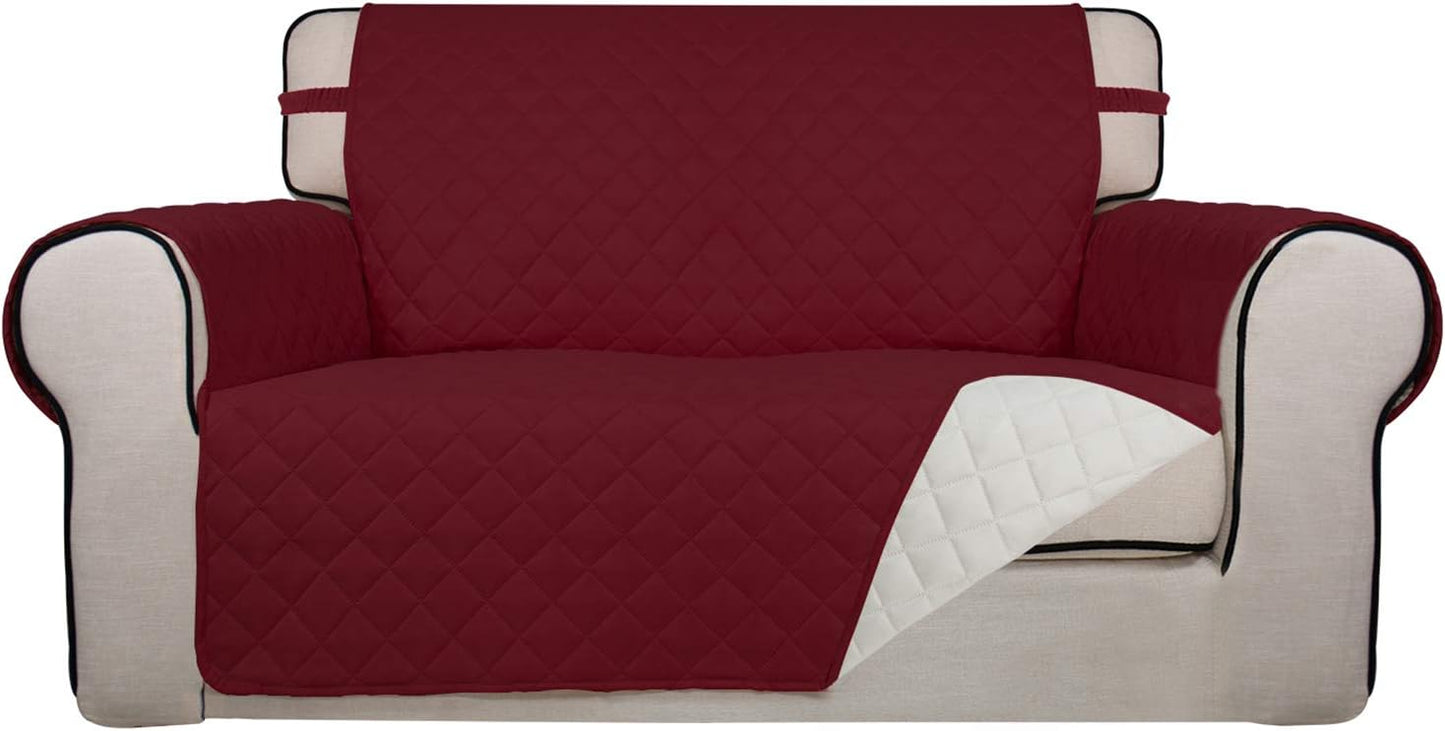PureFit Reversible Quilted Sofa Cover, Water Resistant Slipcover Furniture Protector, Washable Couch Cover with Non Slip and Elastic Straps for Kids, Dogs, Pets (Sofa, Gray/Light Gray) - Colors A