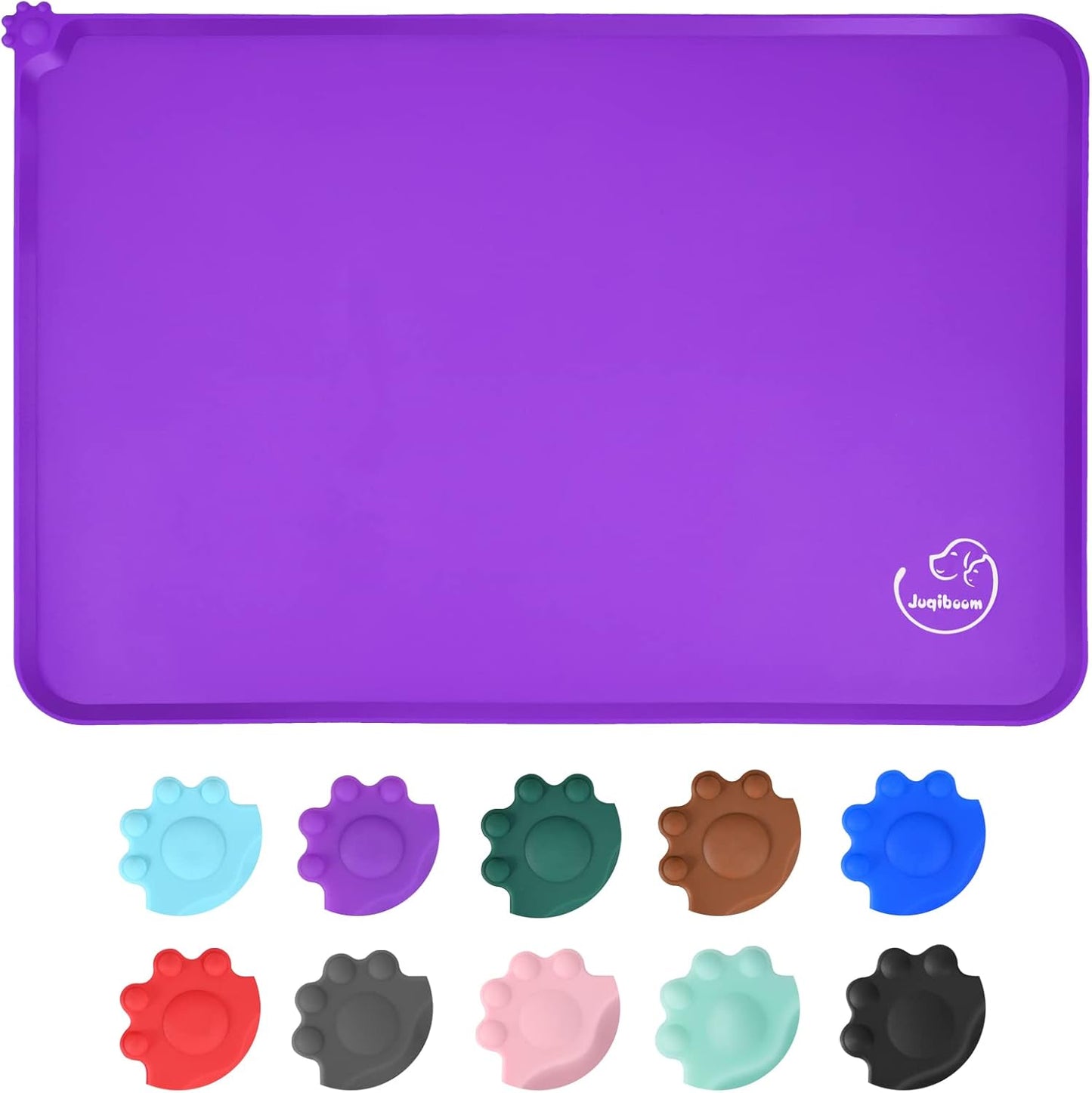 Silicone Waterproof Dog Cat Pet Feeding Mats, Non Slip, Easy Clean Pet Dog Cat Bowl Mats Placemat (18.5" x 11.5") Green