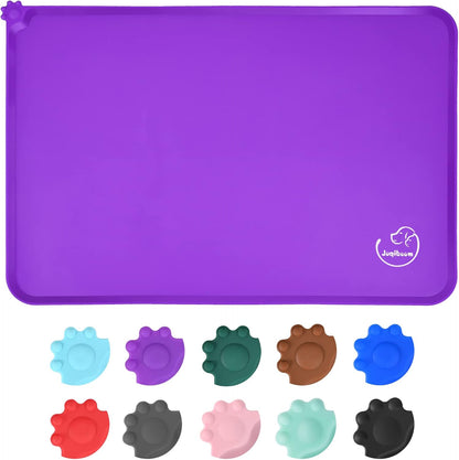 Silicone Waterproof Dog Cat Pet Feeding Mats, Non Slip, Easy Clean Pet Dog Cat Bowl Mats Placemat (18.5" x 11.5") Green