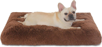 Bedfolks Waterproof Dog Crate Bed, Plush With Removable Washable Cover, Faux Fur Crate Pad for Medium Dogs, Fluffy Kennel 29"x21", Dark Grey
