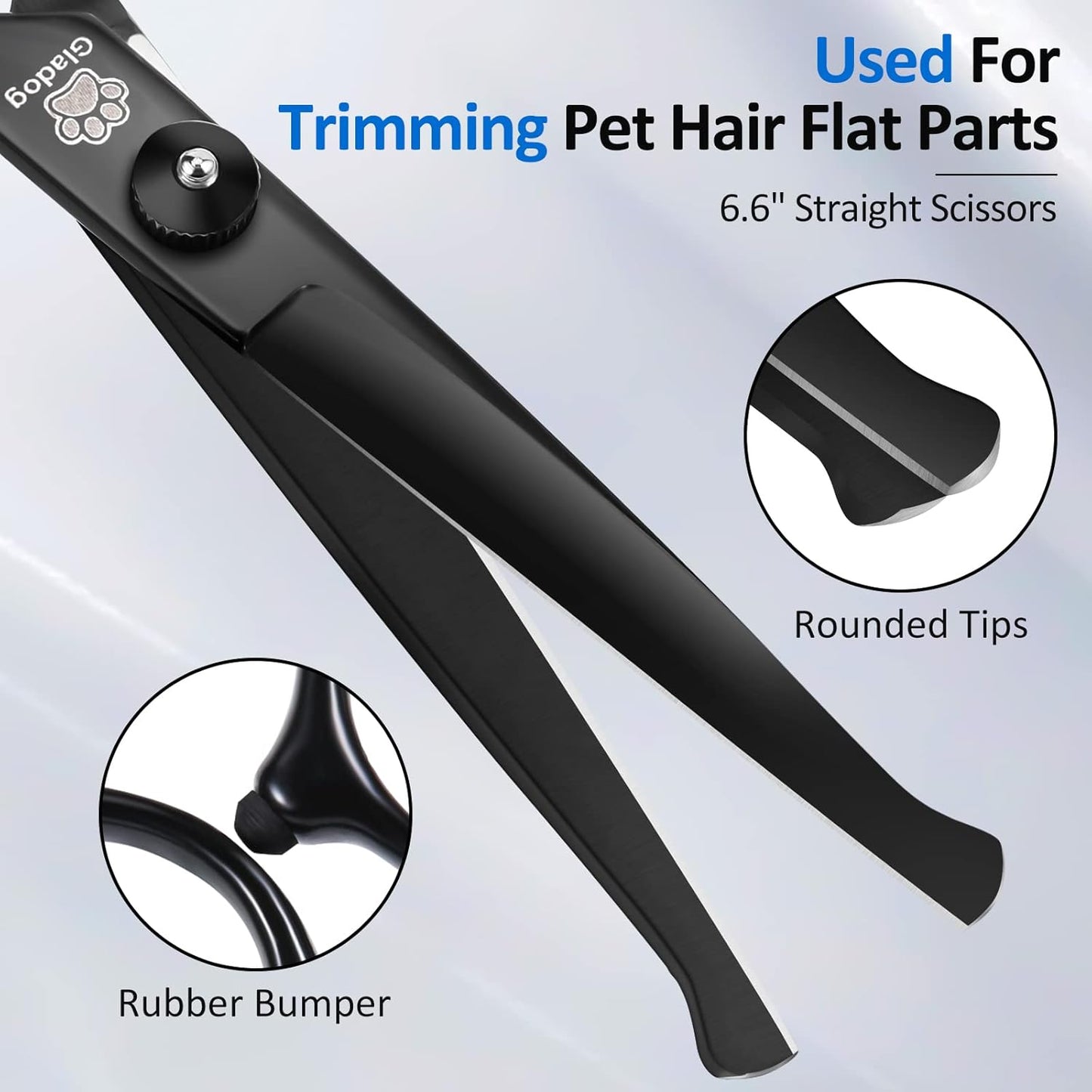 GLADOG Professional 5 in 1 Dog Grooming Scissors Set with Safety Round Tips, Sharp and Heavy-duty Pet Grooming Shears for Cats