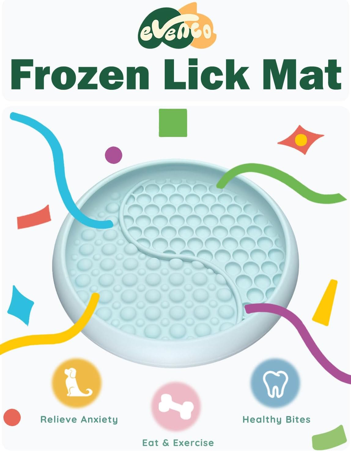 Lick Mat for Dogs, Silicone Slow Feeder Licking Mat with Non-Slip Suction Cups, Freeze-Friendly Lick Bowl for Enrichment Play, Anxiety Relief & Keeps Busy (8.0" x 1.4" Light Blue)