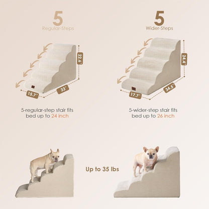 EHEYCIGA Curved Dog Stairs Ramp for High Beds 19.7" H, 4-Step Dog Steps for Small Dogs and Cats, Pet Stairs for High Bed Climbing, Non-Slip Balanced Pet Step Indoor, Grey