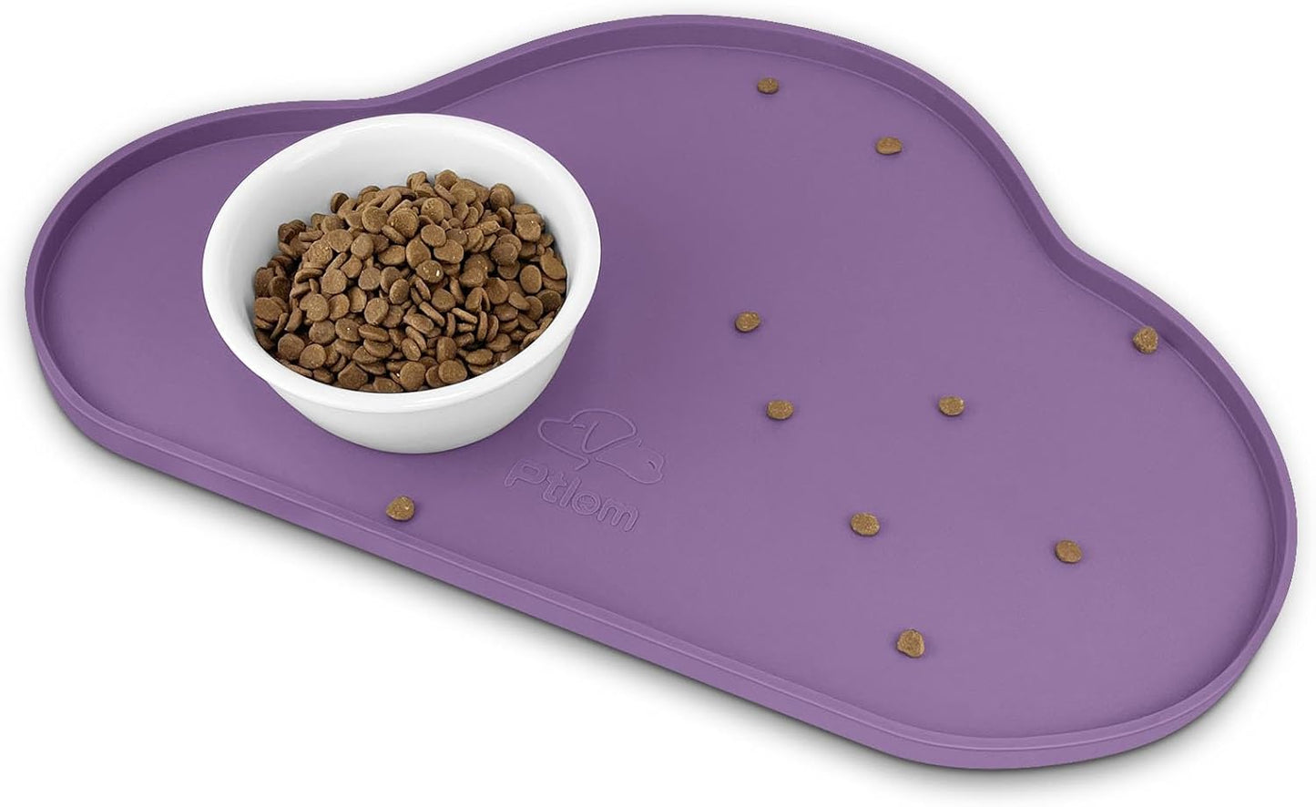 Ptlom Silicone Pet Placemat for Dogs and Cats, Non-Slip Waterproof Dog Feeding Bowl Mats for Food and Water, Small Medium Large Pet Puppy Tray Mat Prevent Residues from Spilling onto The Floor, Beige