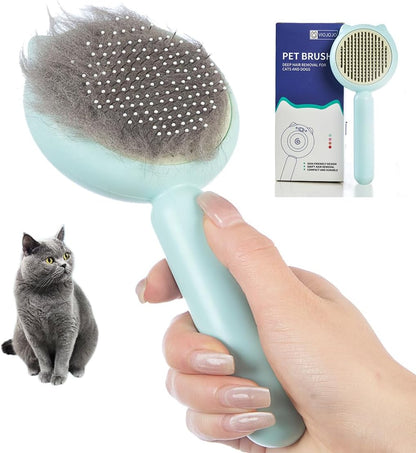 Cat Brush Dog Brush with Release Button for Shedding, Self Cleaning Cat Comb Hair Brush for Indoor Cats, Dog Deshedding Brush Grooming Kit, Pet Supplies Hair Remover Tool