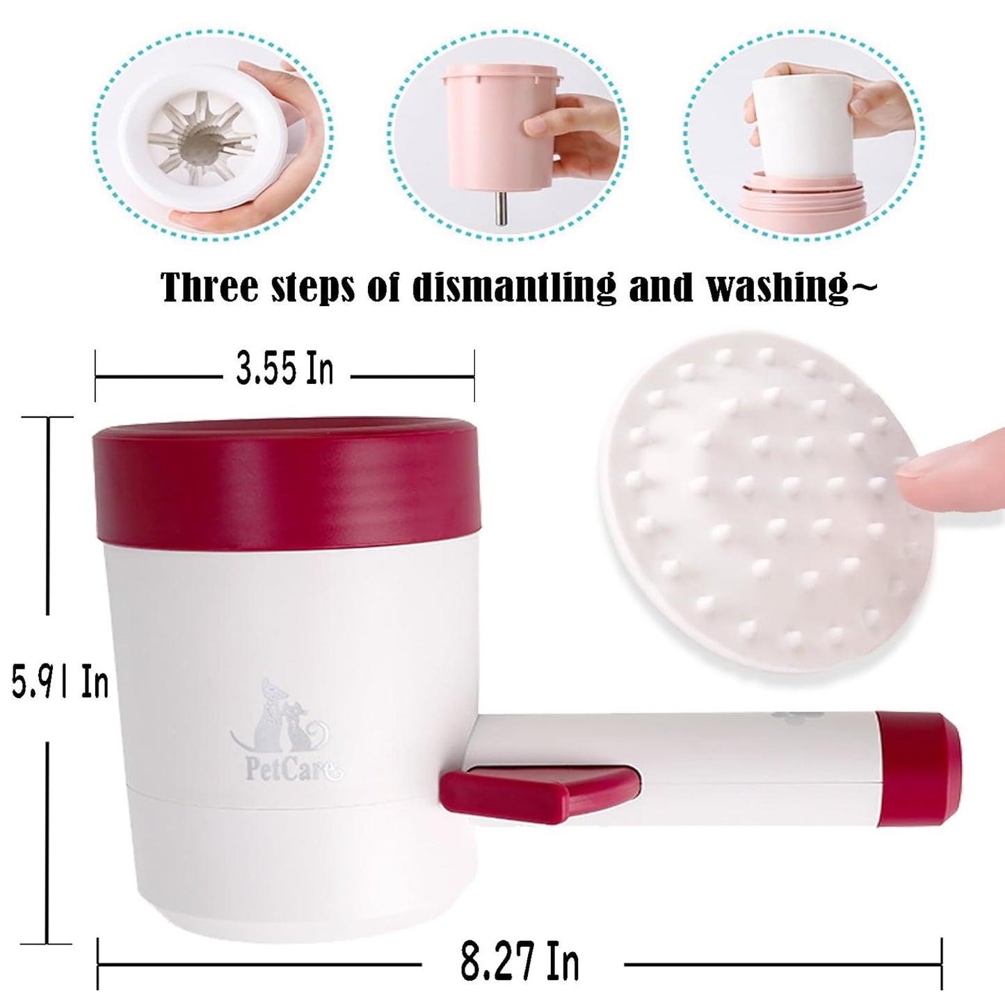 Dog paw washer Manually press，Portable Pet Paw Cleaner cup,paw cleaner for dogs,dog foot washer，Mudbuster Dog Paw Washer for Large Medium Small Breed Dogs (RED)