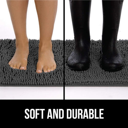 GORILLA GRIP SoakSTOPPER Dog Door Mat, 30x20 Machine Washable Rug Absorbent Doormat Captures Moisture Mud Dirt, Quick Dry Soft Chenille Entryway Rugs Indoor Entrance Mats for Dog Paws, Paw Grey