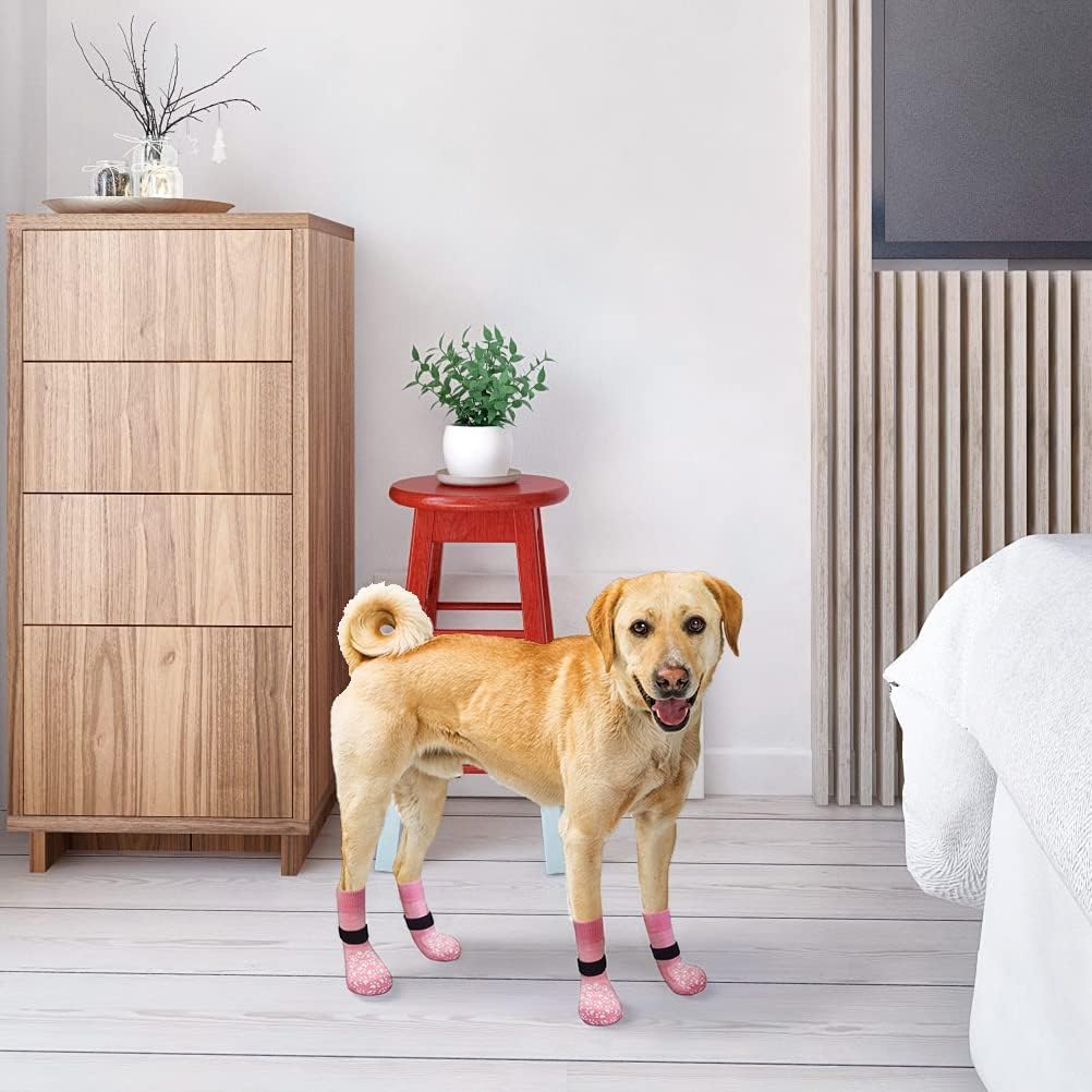 EXPAWLORER 6Pcs Anti-Slip Dog Socks to Prevent Licking Paws,Dog Shoes for Hot Pavement,Dog Booties Traction Control on Hardwood Floor,Boots & Paw Protectors, for Puppy Small Medium Large Senior Dogs