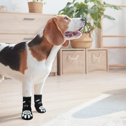 PUPTECK Anti Slip Dog Socks with Double Grippers for Hardwood Floors, Shoes for Hot/Cold Pavement, Boots & Paws Protectors to Prevent Licking, Traction Booties for Senior Small Large Dogs