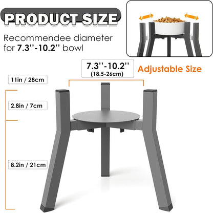 Elevated Dog Bowls for Large and Extra Large Dogs, Adjustable Width Dog Bowl Stand for 7-10.6" Wide Bowls, Food and Water Feeder, 13.7 in Tall Single Holder (Bowl Not Included)