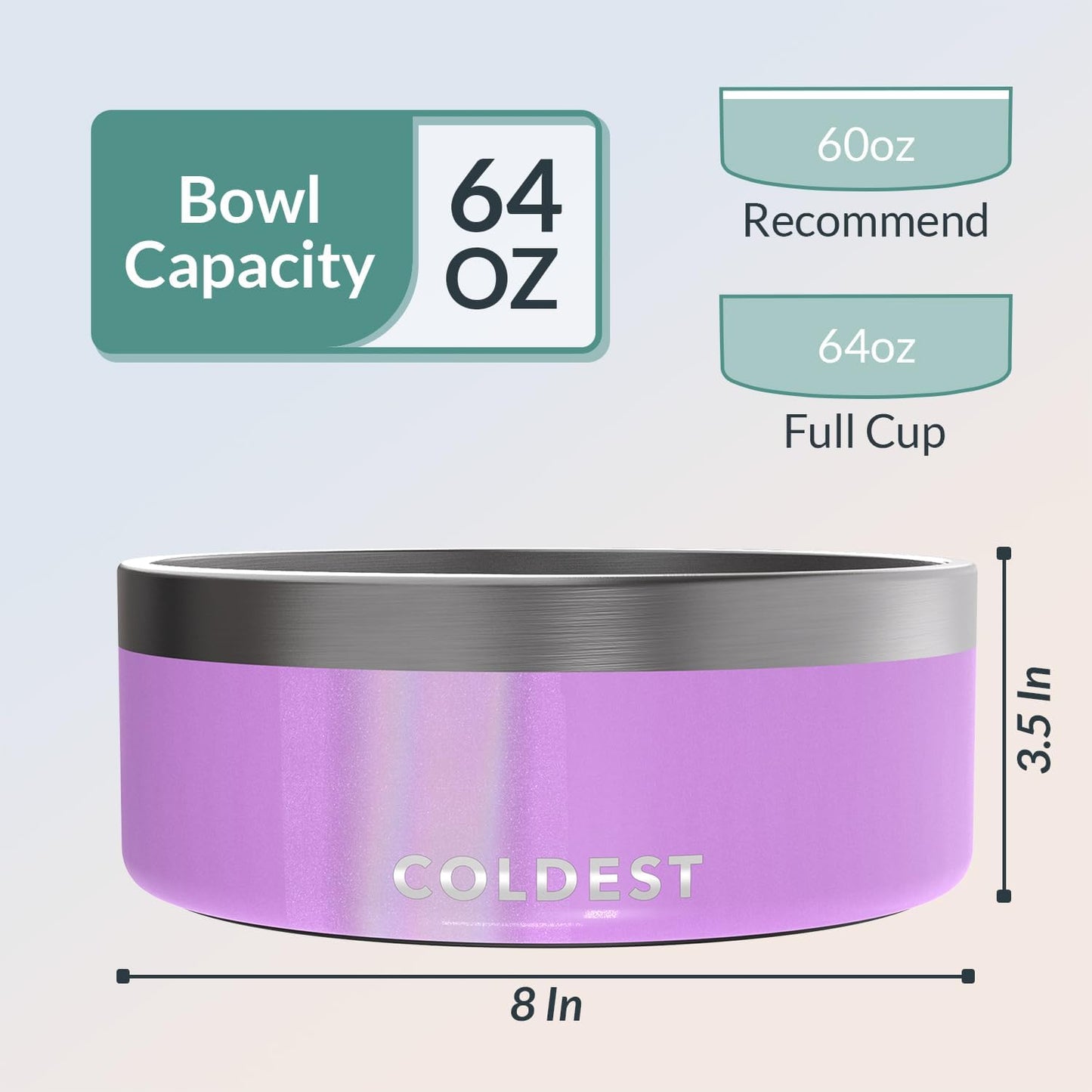 Coldest Dog Bowl - Anti Rust Metal, Non Slip, 3 Layers Insulated Stainless Steel Dog Bowls - Spill Proof & Heavy Duty - Water Bowl for Dogs, Cats & Pets, Dish Washer Safe (21 oz, Stealth Black)