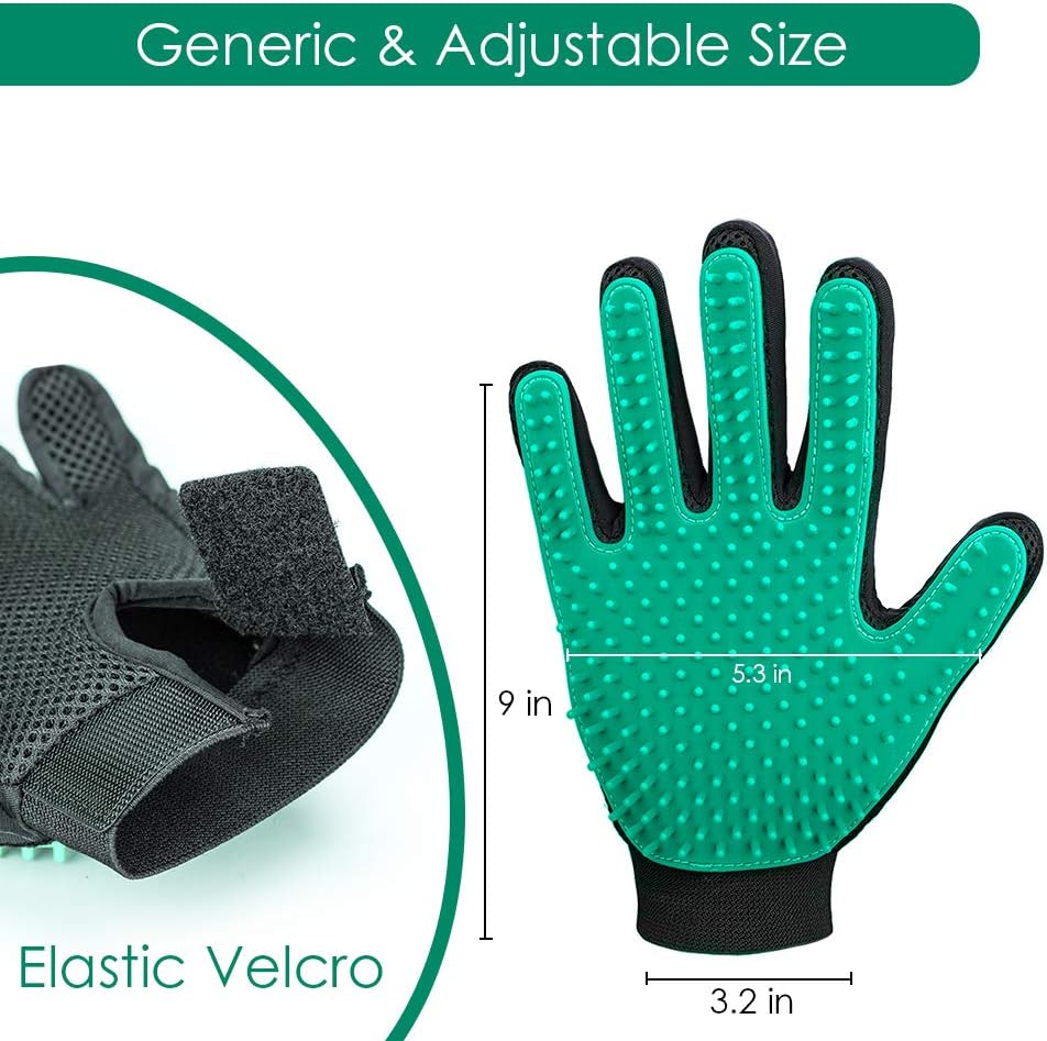 Upgrade Efficient Pet Hair Remover Gloves - Gentle Shedding Brushes for Dogs, Cats & Horses with Long and Short Hair - 1 Pair (Blue)