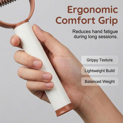 Pet Pro Grooming Tool for Dogs & Cats, Deshedding Dog Brush, Pet Grooming Brush with Undercoat Rake, Dematting Comb for Long Hair, Pet Grooming Tool for Thick Coats & Loose Fur (Brown)