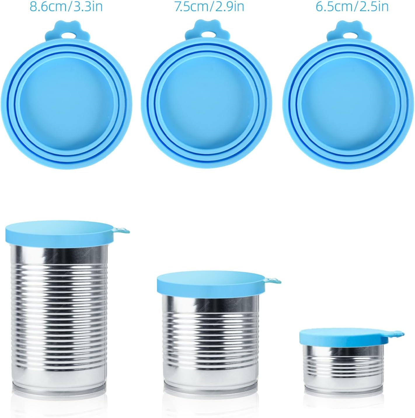 SHENGQIDZ 3 Pack Pet Food Can Covers Universal Can Lids Safe/Silicone Dog&Cat Food Can Lid Covers (green+blue+orange)