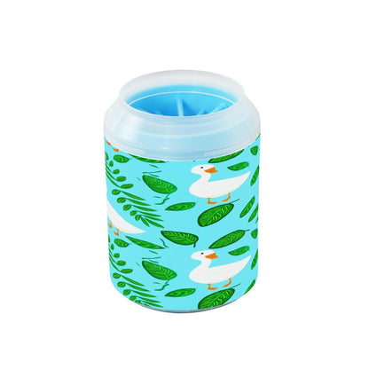 White Ducks Dog Paw Cleaner, Pet Foot Washer Cup with Detachable Body Wash Brush for Small Medium Large Dogs and Cats