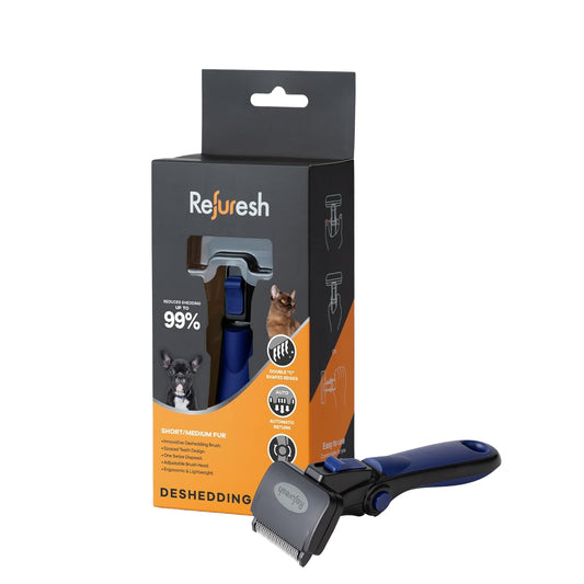 Deshedding Dog Brush for Short/Medium Hair (Medium,Red) – Gentle Deshedding Tool for Dogs & Cats – Reduces Shedding, Without damaging Topcoat. Removes Loose Fur & Dead Undercoat.