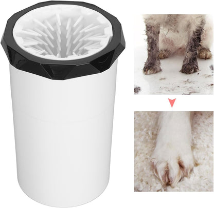 Automatic Dog Paw Cleaner, Multifunction Powerful Silicone Bristles Rechargeable Dog Paw Washer Cup, Portable Pet Paw Cleaner Dog Foot Washer for Large Dogs Cats Grooming(Black and White)