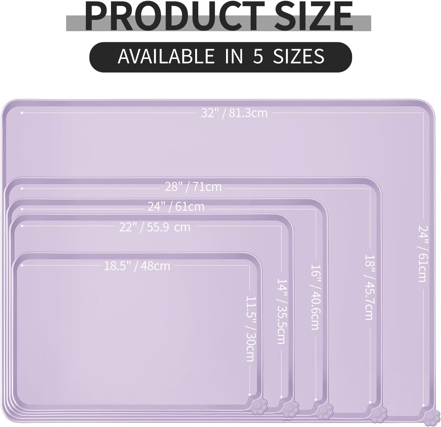 Reopet Waterproof Pet Feeding Mat, Non-Slip Silicone Placemats for Dog Cat Food and Water Bowl, High Raised Edges to Prevent Spills and Protect Floors