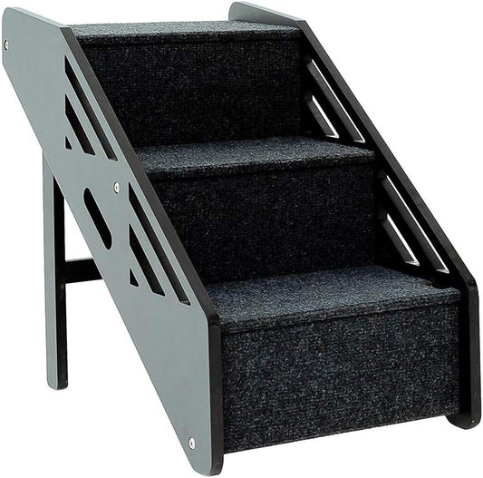 MEWANG Wooden Pet Stairs – 3 Levels, Portable, Removable Dog Steps for Small to Medium Dogs, Holds Up to 110 lbs