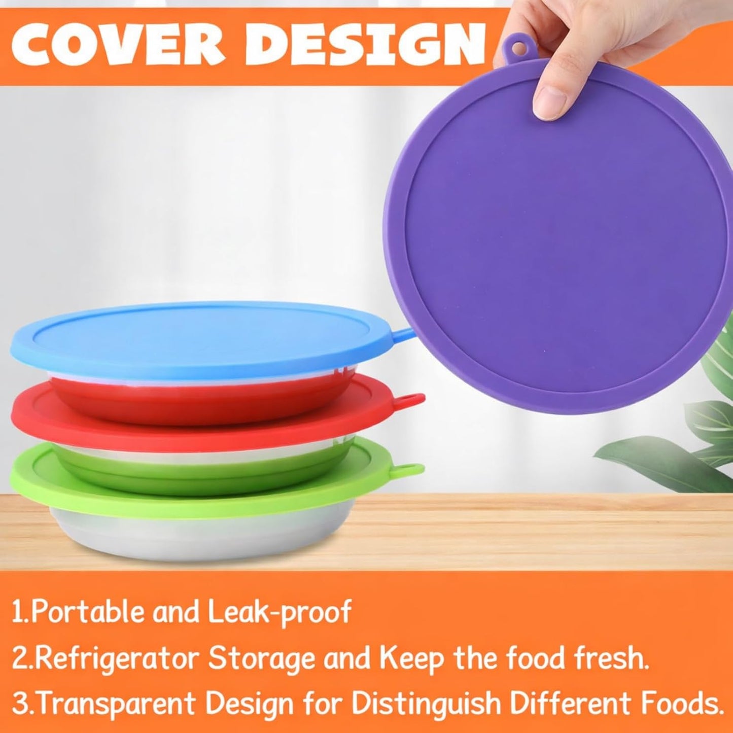 Patelai 4 Pcs Stainless Steel Dog Bowls with Silicone Lids Portable Food and Water Dishes for Pets Sealable Containers for 6.3" for Cats & Small Dogs (Red,Purple)
