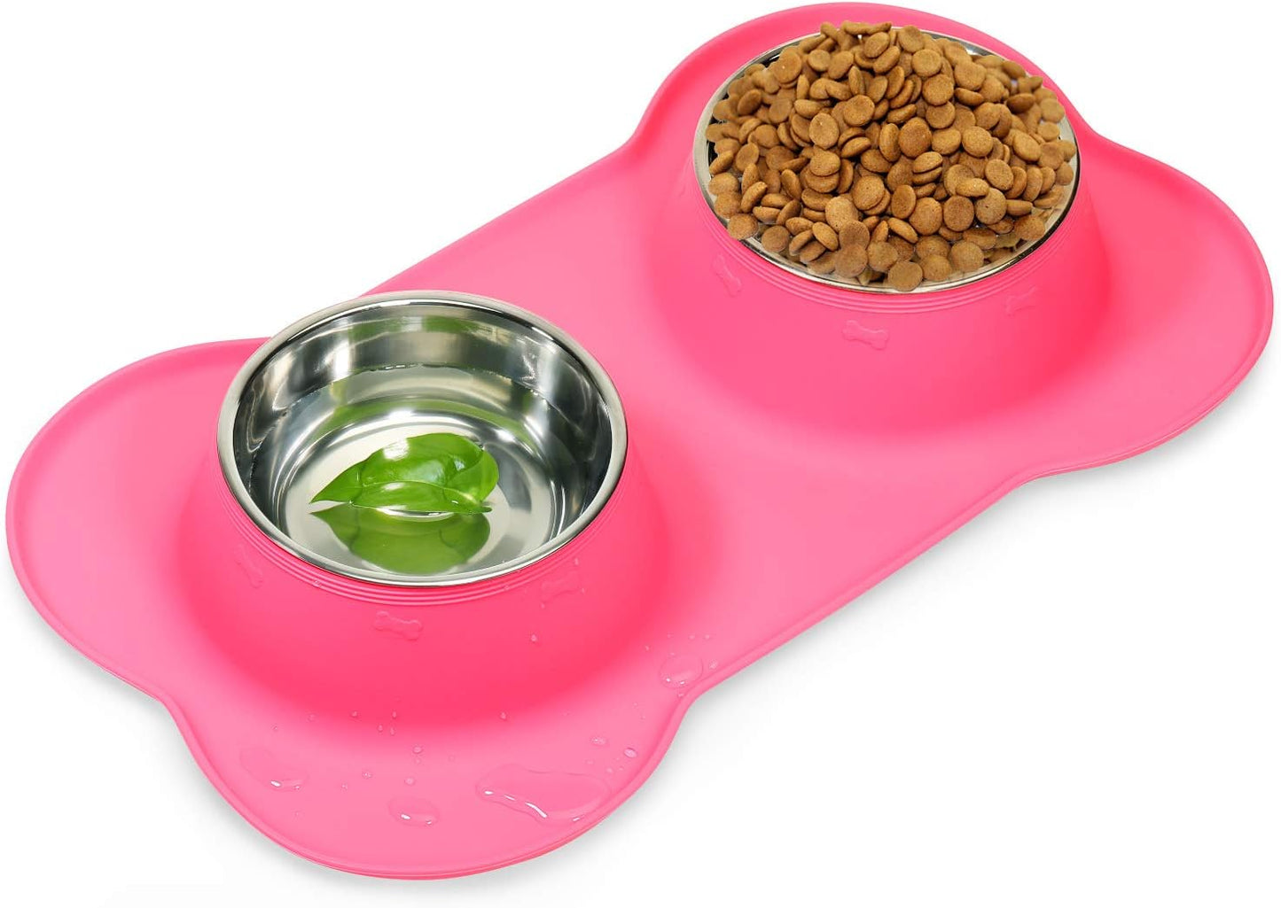 AsFrost Dog Food Bowls Stainless Steel & Water Dish with No-Spill and Non-Skid, Feeder Bowls with Dog Food Dish for Small Medium Large Size,Dogs,Cats,Puppy Pets, Black, 12oz