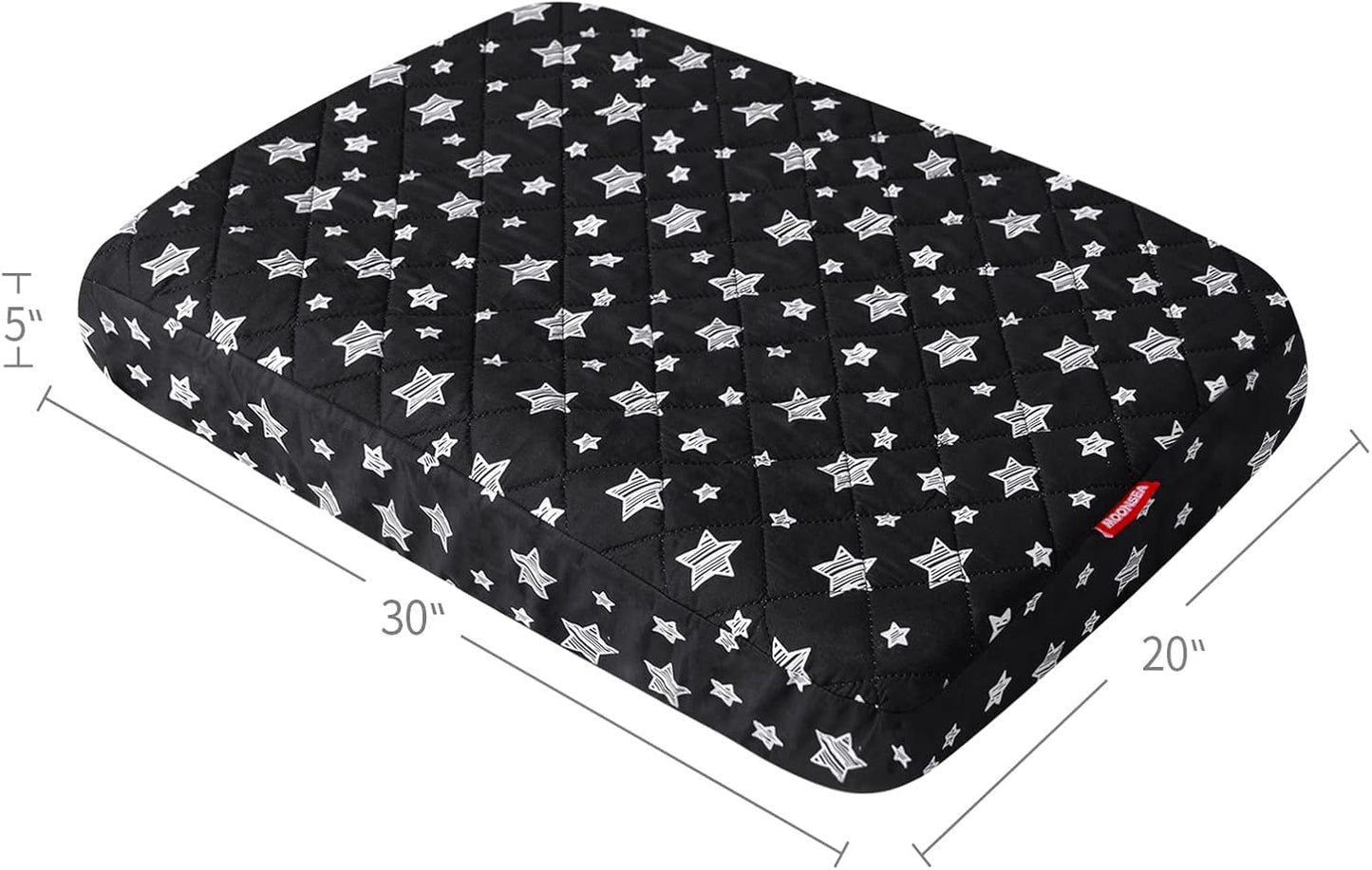 Waterproof Dog Bed Covers Replacement Washable Pet Hair Easy to Remove, Noiseless Quilted Puppy Pet Bed Cover Lovely Grey Star Print 29x41 Inches, for Dog/Cat, Cover Only