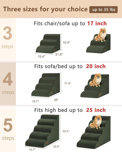 Aodisman Dog Stairs for Small Dogs,3 Step Dog Ramp for Couch and Bed,Pet Stairs with Non-Slip Bottom for Old Cats,Indoor Pet Steps,Comfort,Durable,15.4" H