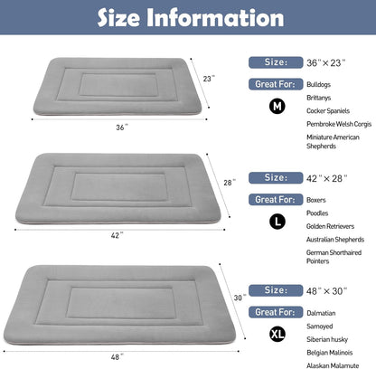Dog Bed Soft Dog Crate Bed Pad Mat, 42 in Non Slip Bottom Washable Beds for Large Dogs, Pet Bed Mattress Kennel Pad, Dark Gray