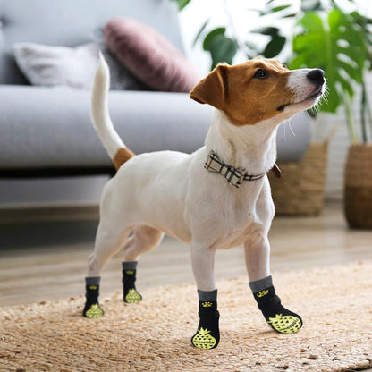 BEAUTYZOO Anti-Slip Dog Socks,Dog Shoes for Hot/Cold Pavement,Paw Protectors with Grips 3 Pairs for Puppy Small Medium Large Senior Old Dogs,Dog Socks to Prevent Licking and Hardwood Floor Protection