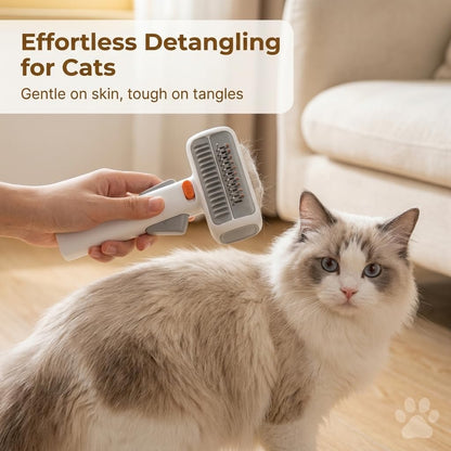 2-in-1 Pet Self Detangling Grooming Comb, Professional Dematting Tool & Undercoat Rake for Long Haired Dogs and Cats, Gentle Deshedding Brush to Remove Mats Tangles and Loose Fur.