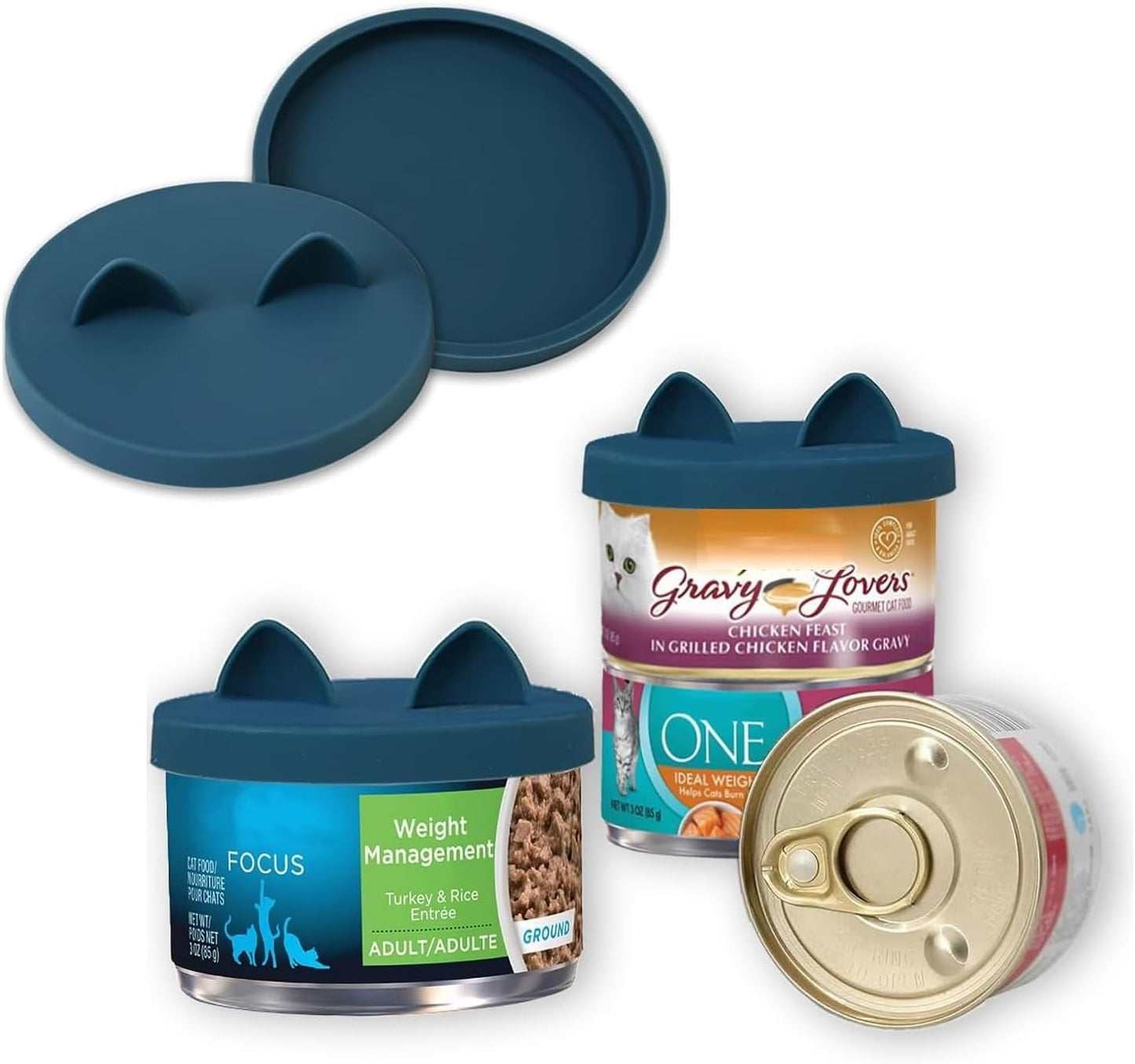 OHMO 2 Pack Cat Food Can Lids, Small Size (3 oz) Silicone Pet Food Can Lids Covers for 3 oz Cat Food Cans, Light Green