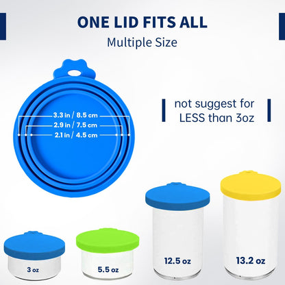 WePet Pet Food Can Covers, Silicone Lids, BPA Free, Dishwasher Safe, Fit Most Standard Size Canned Cat and Dog Food, 3oz/5.5oz/12.5oz/13.2oz, Golden Yellow/Lime Green/Royal Blue