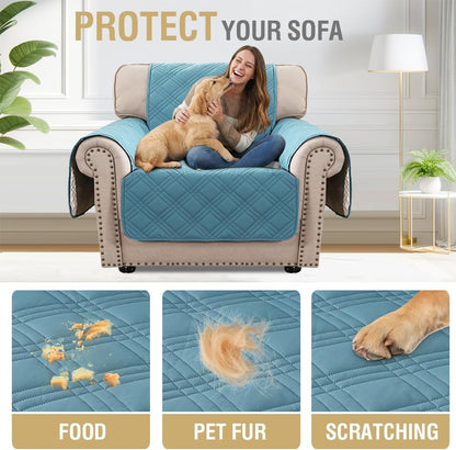H.VERSAILTEX 100% Waterproof Slipcovers for Couches and Sofas Modern Pet Couch Cover Thick Soft Furniture Protector with Elastic Straps(Sofa, Lily Pad/Beige)