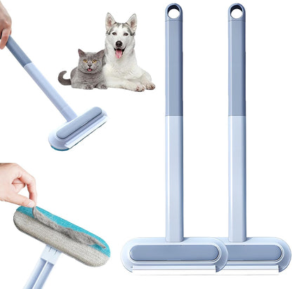 Pet Hair Remover for Couch, 4 in1 Cat and Dog Hair Removal Tool with 17.7inch Long Handle, Washable Cat Hair Remover Brush for Furniture, Couch, Carpet, Clothes and Laundry (1 Set)