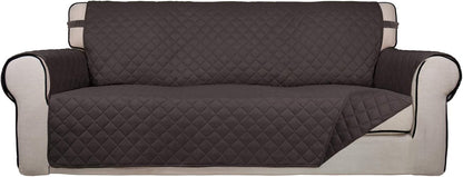 PureFit Reversible Quilted Sofa Cover, Water Resistant Slipcover Furniture Protector, Washable Couch Cover with Non Slip and Elastic Straps for Kids, Dogs, Pets (Sofa, Gray/Light Gray) - Colors B
