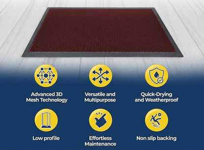 Muddy Mat® Meshy Mat™ Door Mat Heavy-Duty Quick-Dry Floor Mat, Sand & Dirt Trapper for Indoor & Outdoor, Ideal for Entrance, Mudrooms,Patios & Garages,Low-Profile,Non-Slip,Washable– Black 17"x30"x0.4"