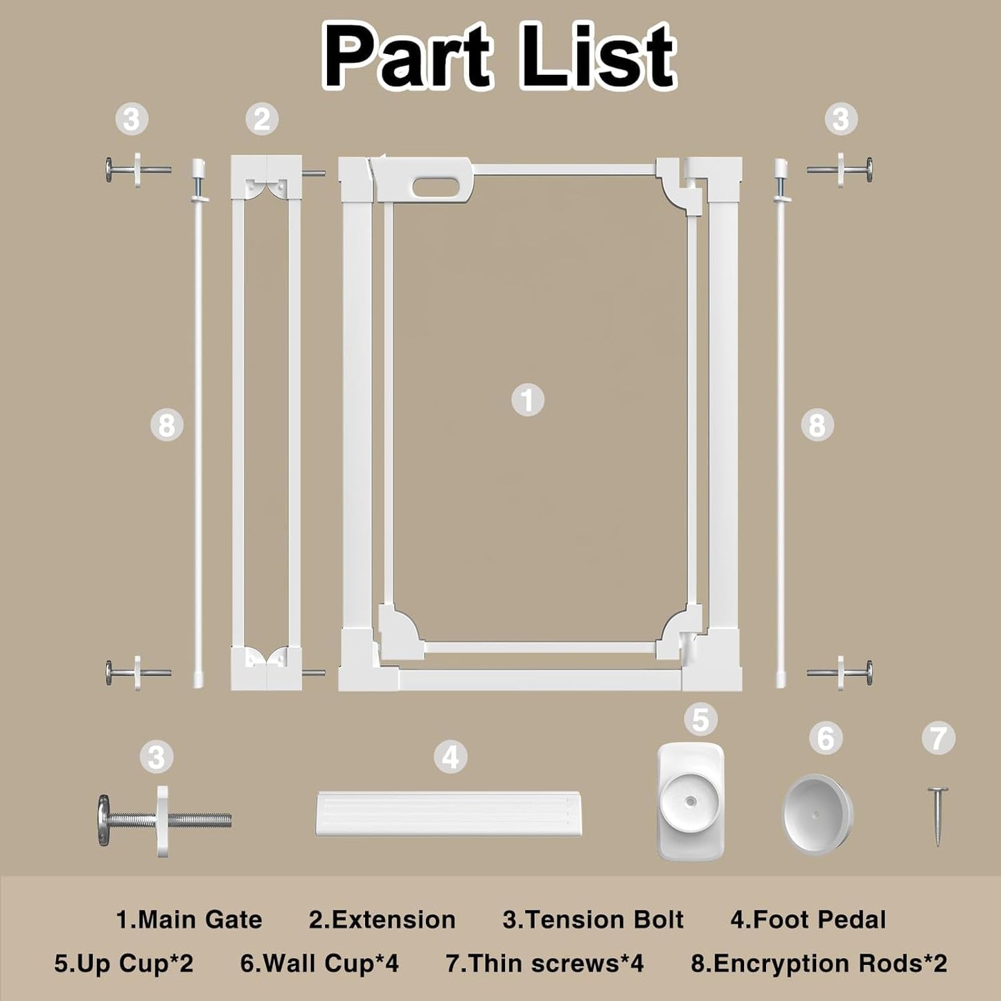 WAOWAO Clear Baby Gate for Stairs Modern Design Acrylic Auto Close Pet Gate, 29.52-37.79" Wide Safety Baby Gate for Doorways,White Clear Dog Gates Indoor, Hallways,Kitchen