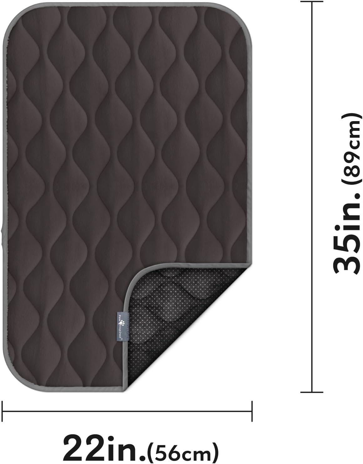 Paw Inspired Washable Padded Crate Mats for Dogs | 29” x 18” Pad, Fits 30-inch Kennels | Leakproof, Waterproof Bottom, Plush Pet Beds (Gray)