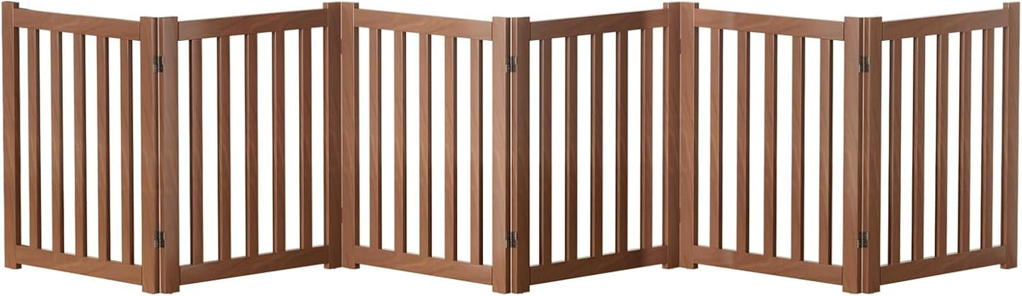 2-Panel Solid Wood Dog Gate - Freestanding Folding Pet Gate for Doorways, Stairs, Indoor, 24" Height, No Installation Needed, Natural Wood