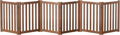 2-Panel Solid Wood Dog Gate - Freestanding Folding Pet Gate for Doorways, Stairs, Indoor, 24" Height, No Installation Needed, Natural Wood