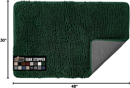 GORILLA GRIP SoakSTOPPER Dog Door Mat, 30x20 Machine Washable Rug Absorbent Doormat Captures Moisture Mud Dirt, Quick Dry Soft Chenille Entryway Rugs Indoor Entrance Mats for Dog Paws, Paw Grey