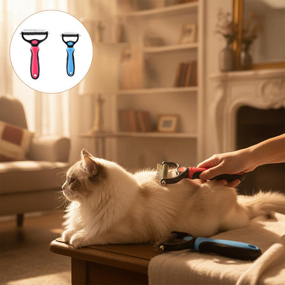 Deshedding Brush for Dogs and Cats: Undercoat Rake Pet Brush for Long Hair - Dematting Comb Removes Tangles Knots and Loose Fur, Grooming Tool for Thick Coats (blue, L)