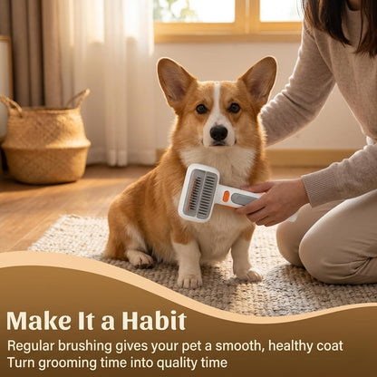 2-in-1 Pet Self Detangling Grooming Comb, Professional Dematting Tool & Undercoat Rake for Long Haired Dogs and Cats, Gentle Deshedding Brush to Remove Mats Tangles and Loose Fur.