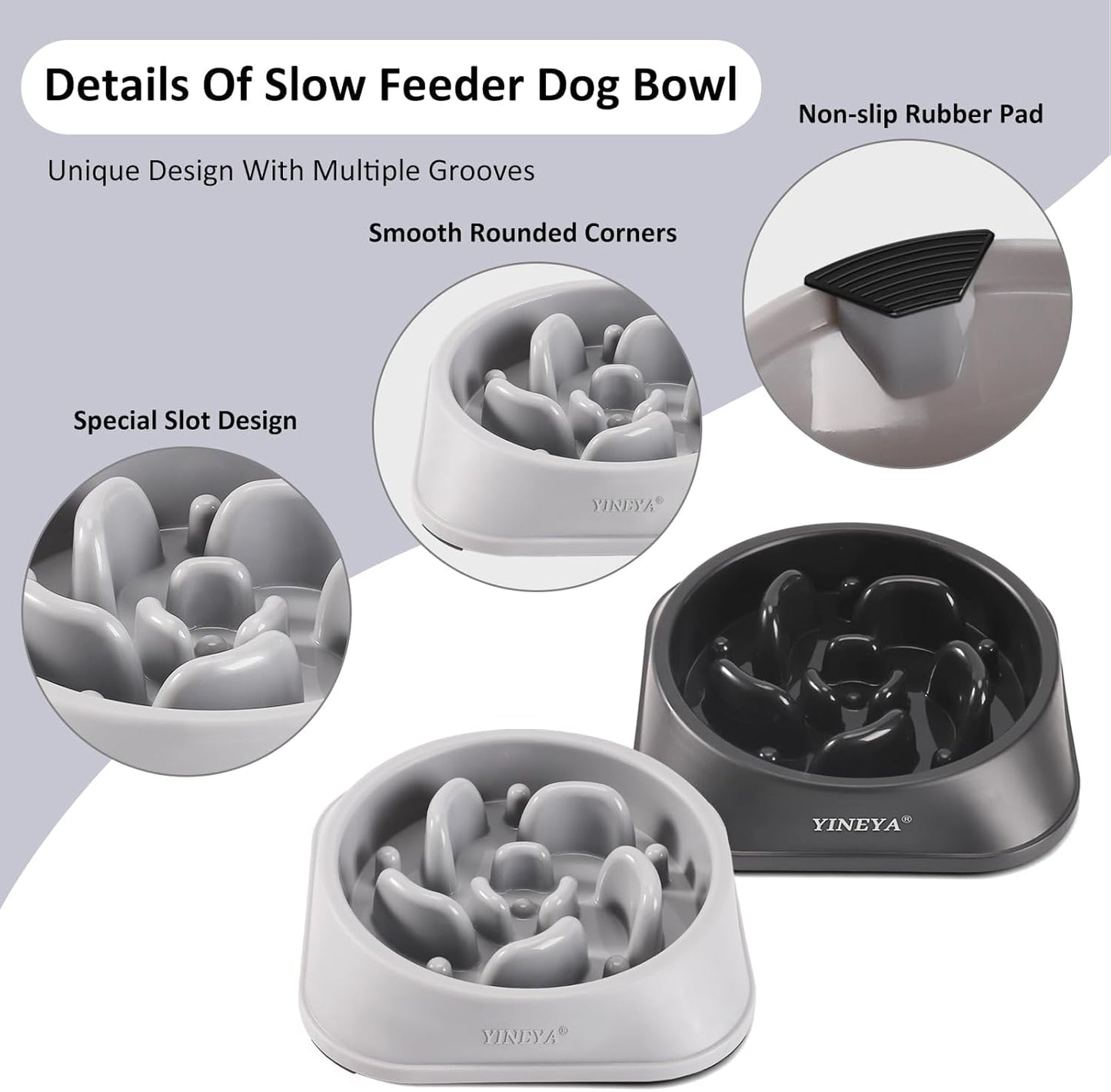 YINEYA Slow Feeder Dog Bowls, Pet Supplies that Slow Down Eating, Pet Food Bowls, Maze Dog Puzzle Feeder for Medium Breed