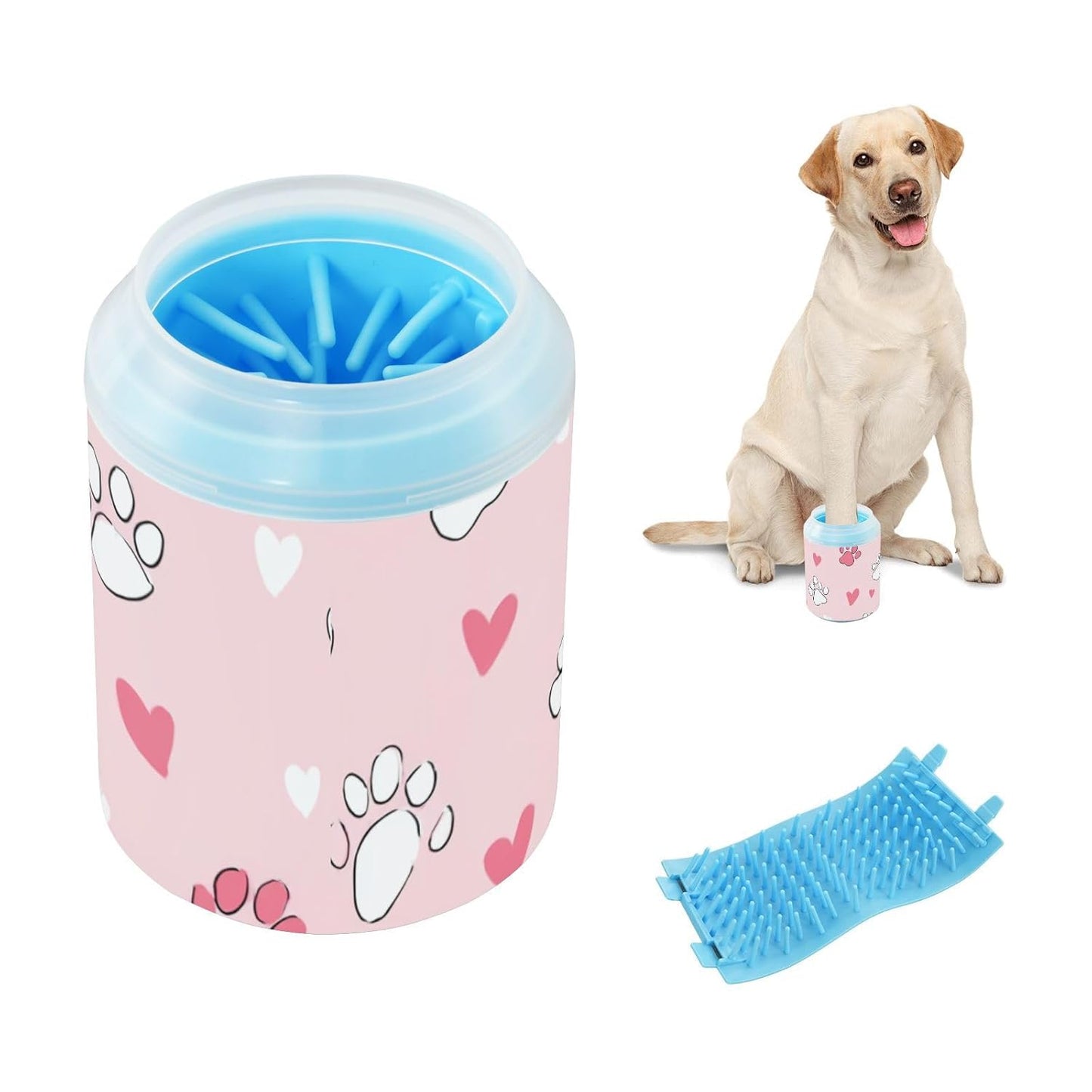 Dog Paw Cleaner Cups for Dogs Pet Foot Washer Paw Scrubber for Medium Small Dogs Cats Cleaning Cup Cute Yellow Fiesta Guitars Cacti and Ethnic Birds